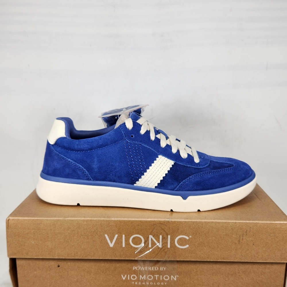 Vionic Sneakers Women Size 9.5 Blue Suede City Walk Orthotic Lace Up Shoes